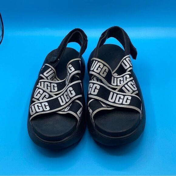 UGG LA Cloud Sandals Black/White - Picture 2 of 5